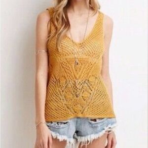 Forever 21 Yellow Knit Tunic Tank Top NWT Size L